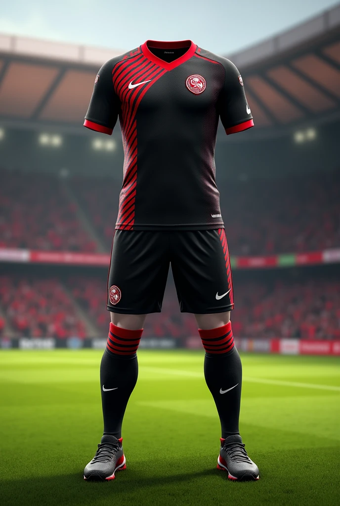 Generate me a football kit for black cobras with red