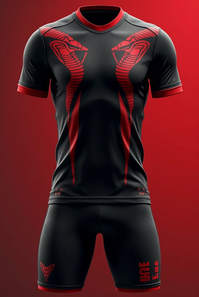 Generate me a football kit for black cobras with red