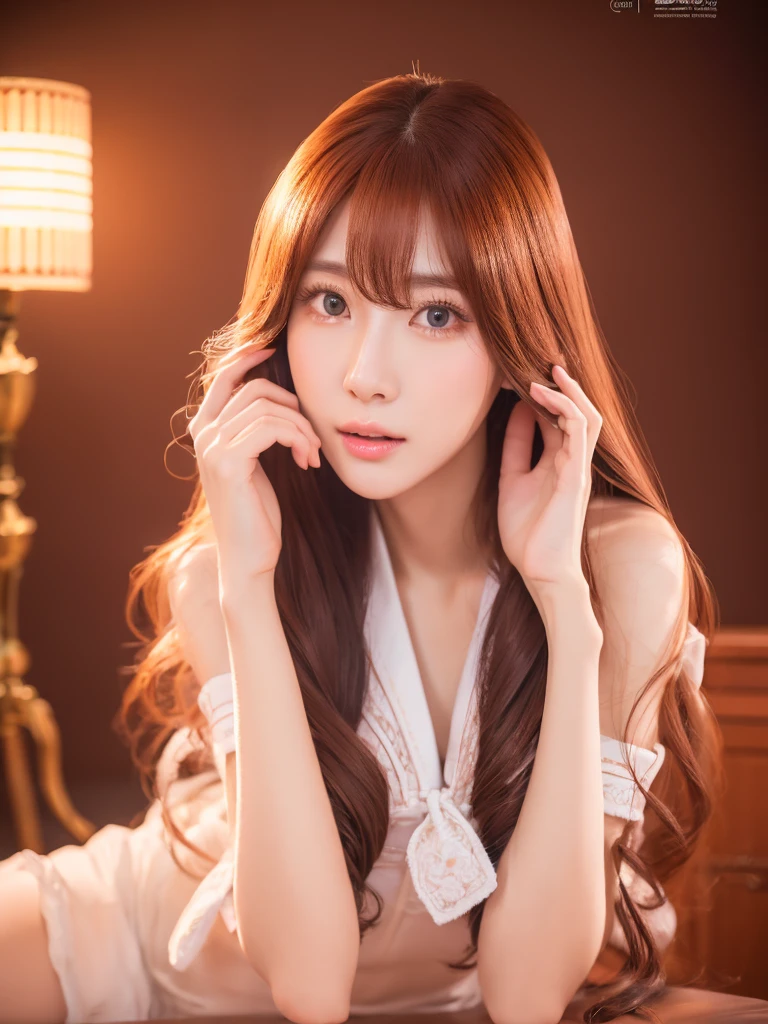 a beautiful korean woman in a detailed and intricate sailor venus cosplay, extremely detailed eyes and face, long eyelashes, flawless porcelain skin, flowing long hair, elegant and graceful pose, hyperrealistic, photorealistic, 8k, high resolution, best quality, masterpiece, studio lighting, vivid colors, vibrant, dynamic, cinematic