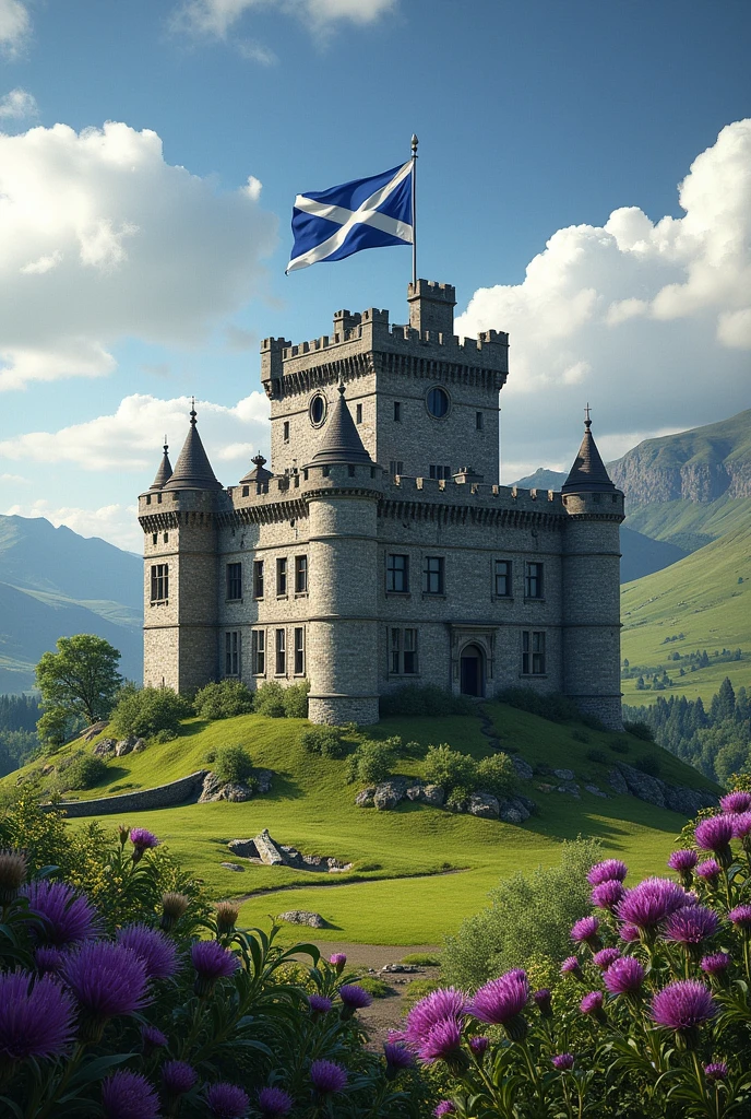 Drumtochty castle scottish thistle scottish flag