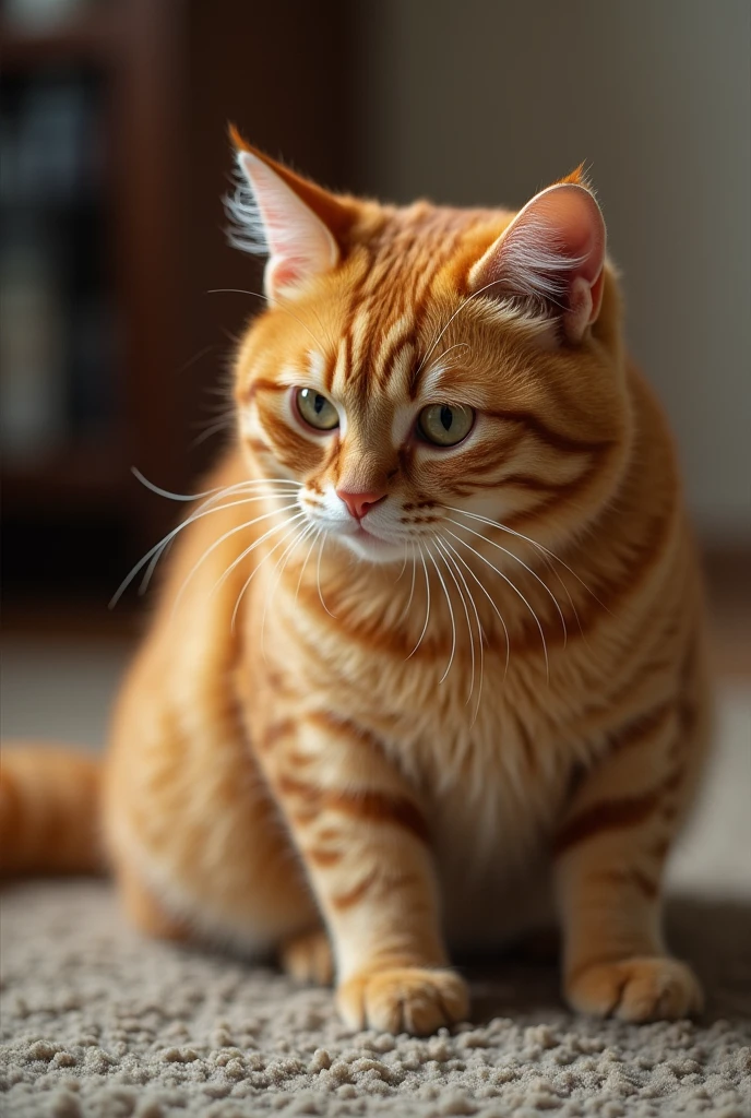 orange fat cat being rejected by his partner 

