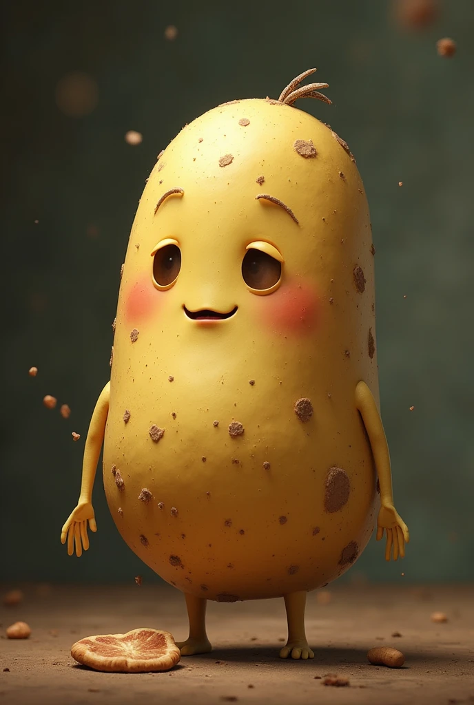 Exhausted potato character