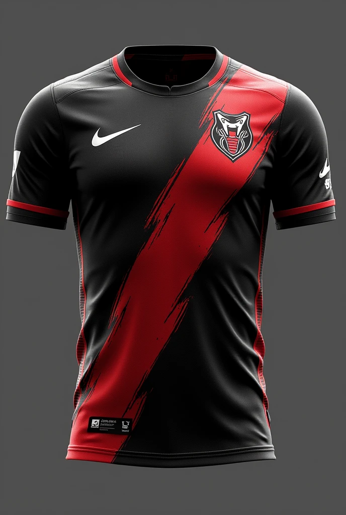Generate me a football kit for cobras black with red and white