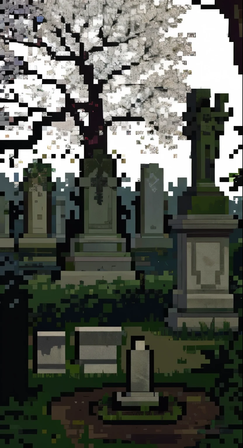 Pixel art, pixel style, sprite, cemetery, goth
