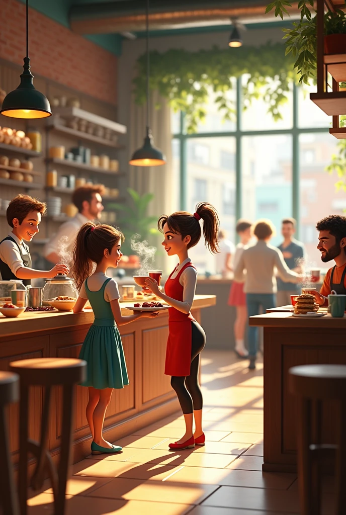 Coffee baristas, waitresses and waiters, customer service, pixar