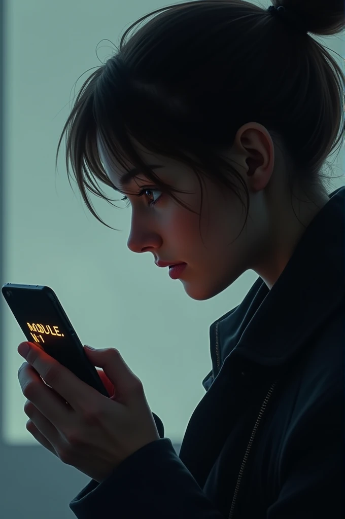 Une personne regarde son portable sur le ran est marqué "MODULE N1