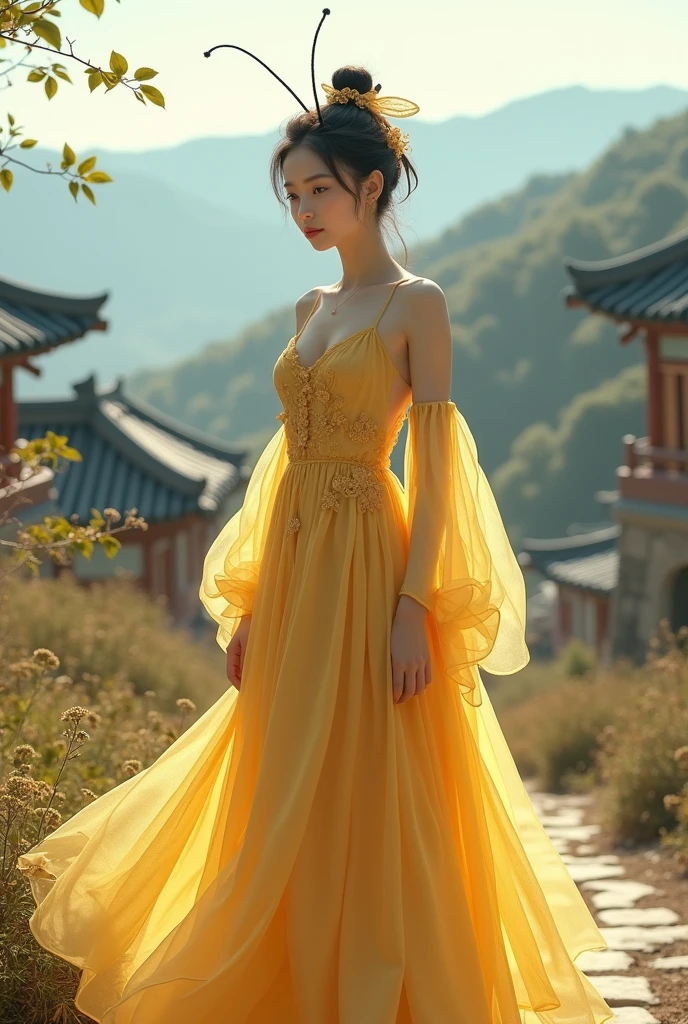 Bee girl in long dress in Korea
 