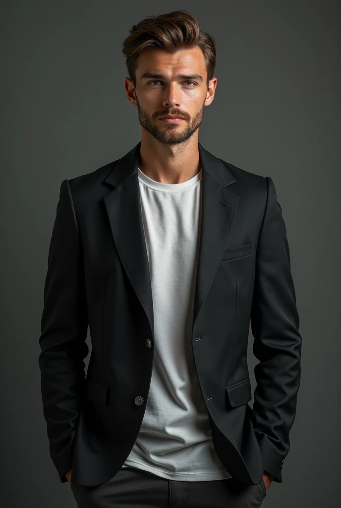 ((a handsome man, male model modern clothes, full - length portrait: 1.5)), (best qualityer, 4K, 8k, high resolution, work of art: 1.2), ultra detaild, (Realist, fotorRealista, fotorRealista : 1.37), HDR, High definition, studio lighting, ultra-fine painting, sharp focus, physically based representation, extremely detailed description, proffesional, bright coloured, bokeh, dramatic lighting, film composition