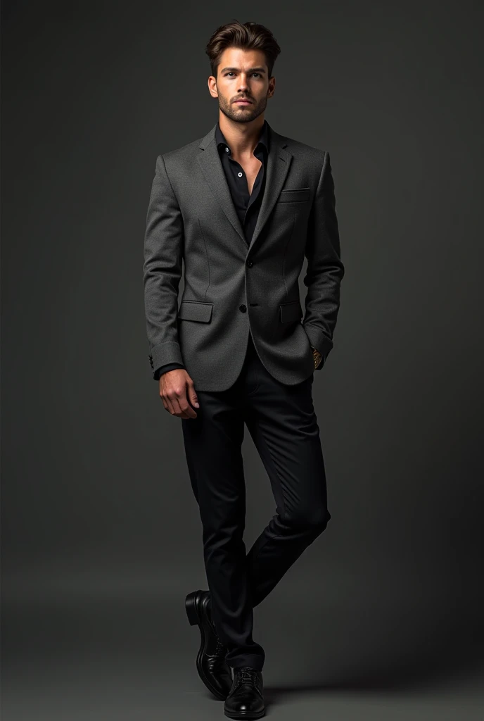 ((a handsome man, male model modern clothes, full - length portrait: 1.5)), (best qualityer, 4K, 8k, high resolution, work of art: 1.2), ultra detaild, (Realist, fotorRealista, fotorRealista : 1.37), HDR, High definition, studio lighting, ultra-fine painting, sharp focus, physically based representation, extremely detailed description, proffesional, bright coloured, bokeh, dramatic lighting, film composition