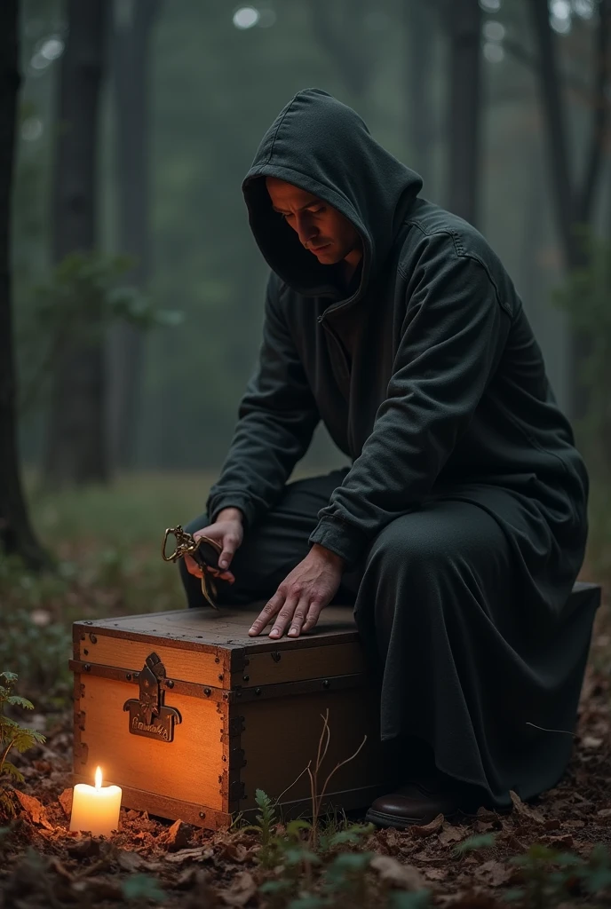 make a man next to a coffin