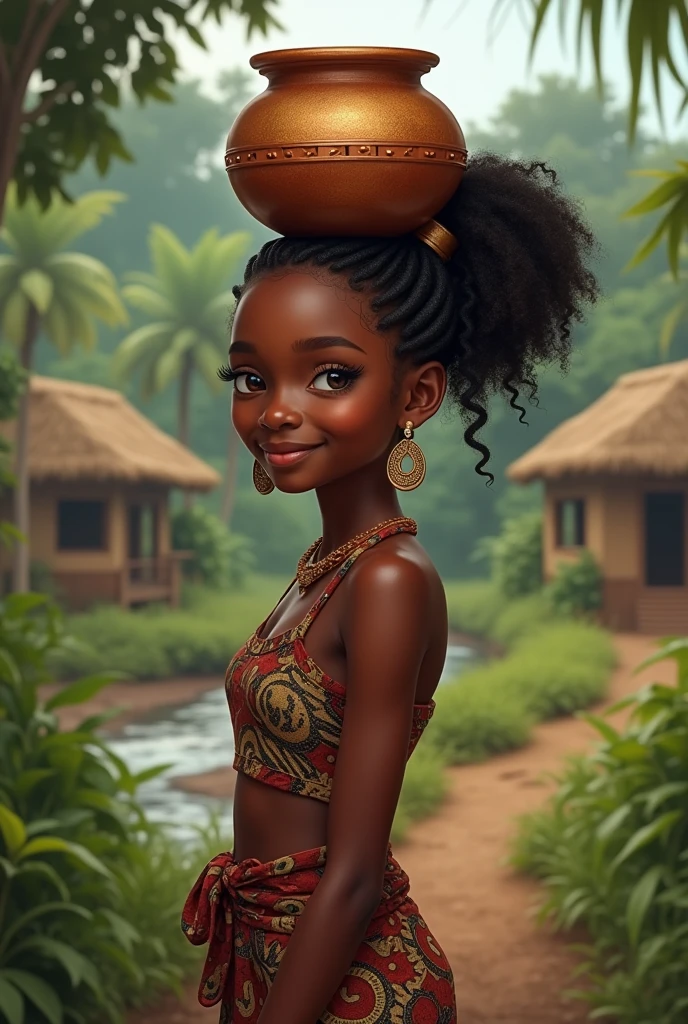 Ada a beautiful black igbo girl who live in the village fetching water from the village stream