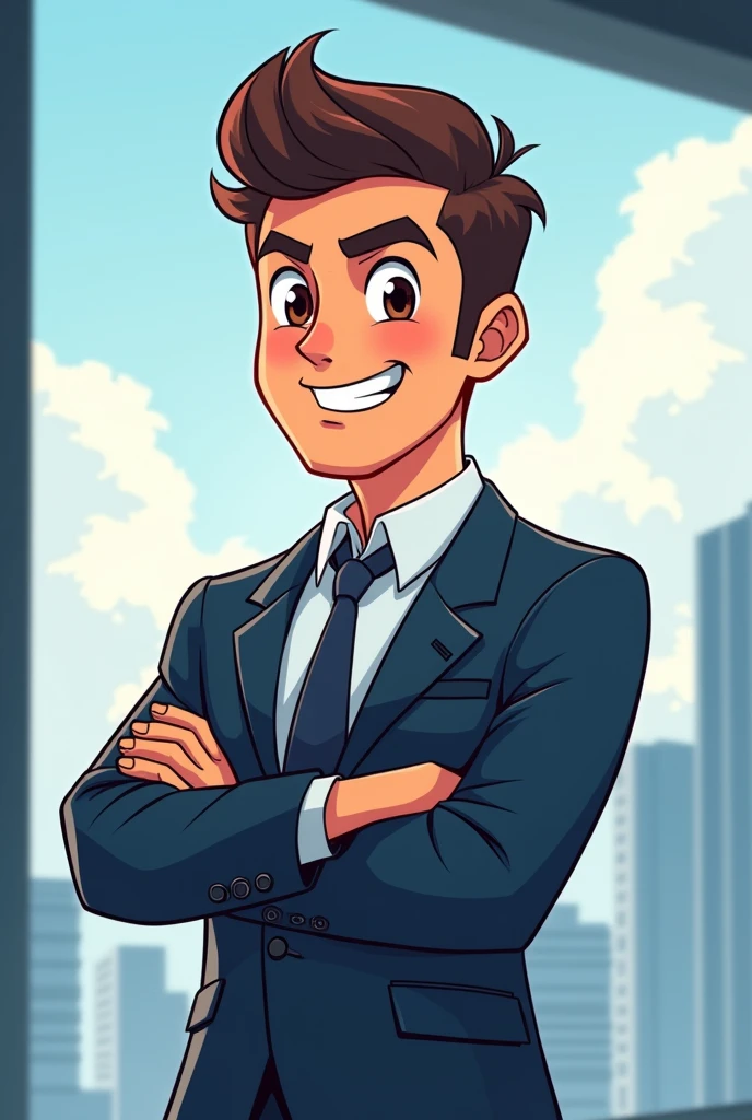 Facebook page Profile, with an ambitious and career man, cartoon