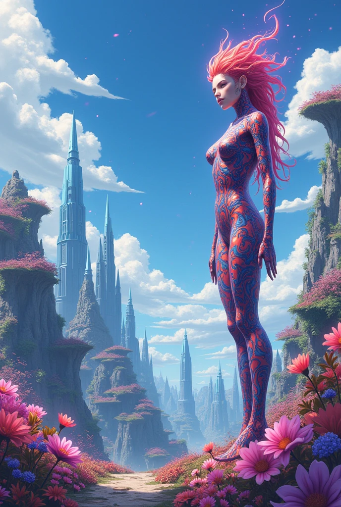 Create an anime-style setting for a planet where the species that inhabits it is a species of humans that developed a symbiotic relationship with an alien life form or genetically modified microorganisms., which gives them additional capabilities such as better immunity or enhanced sensory abilities.
Extraterrestrial living in the place, a description of the anatomy of each species and the animals and vegetation of the place. That species have biological logic. And they are based on an evolutionary theory.