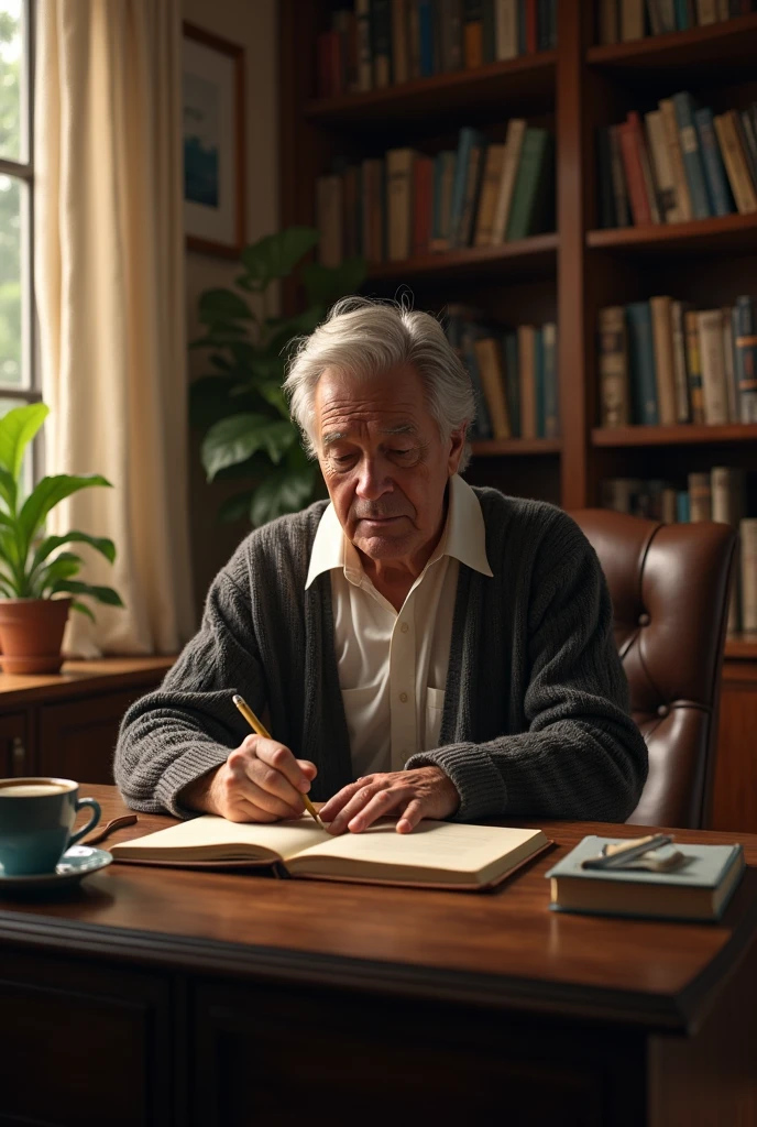 A Brazilian writer typing on a notebook