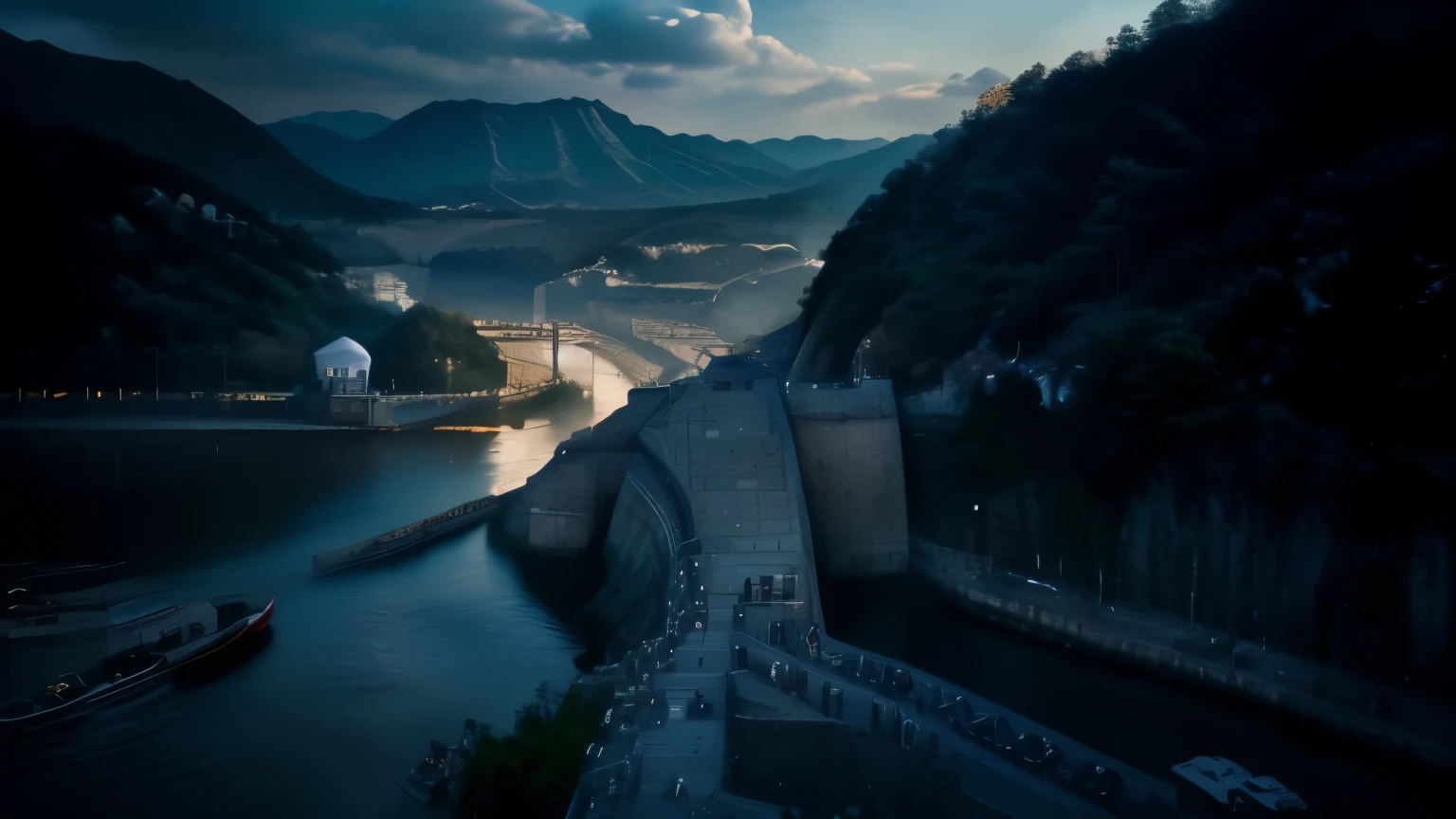 
A grand scene showing the construction of the Great Wall, [with workers and engineers overseeing progress]. The wall must be imposing, (((meandering through distant hills))), while a fleet of boats sails down the Grand Canal in the background, (((symbolizing the power of Chinese engineering))).