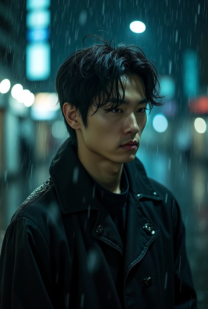 Korean actor Lee Je-hoon getting rained on