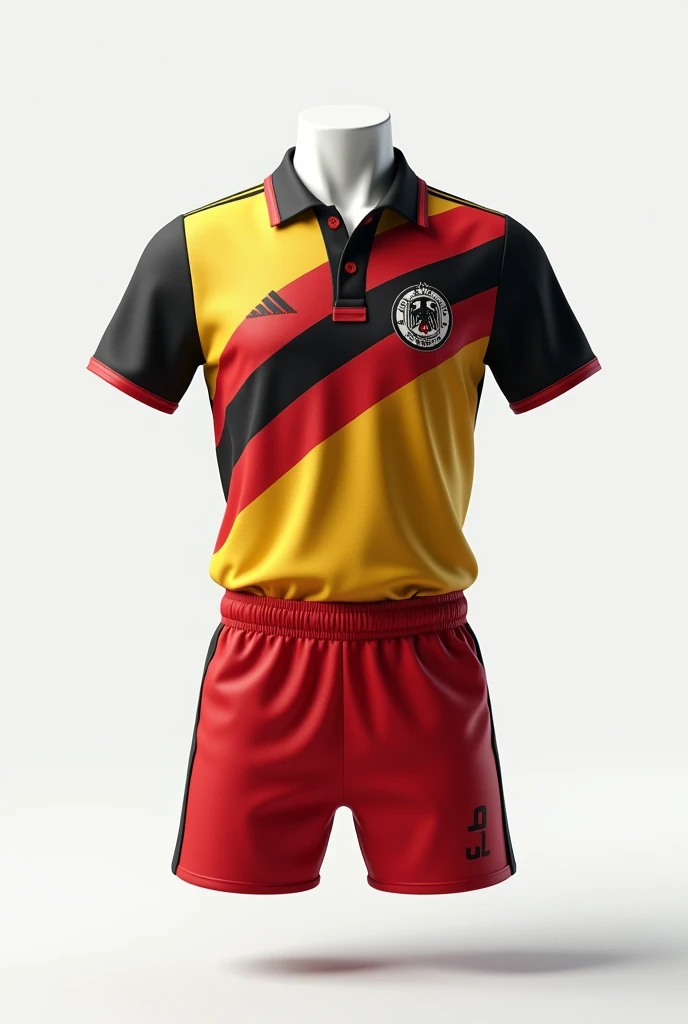 West Germany 1988 home shirt design only shirt and shorts presented on a mannequin with white background