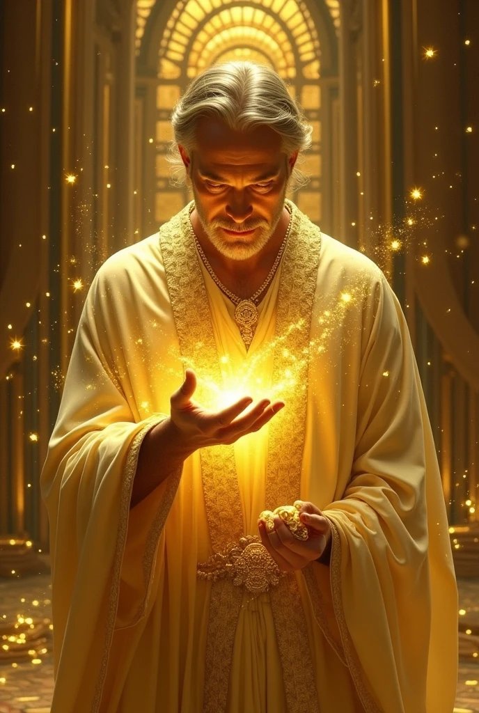 Create a photo showing that everything thing I touch turns to gold