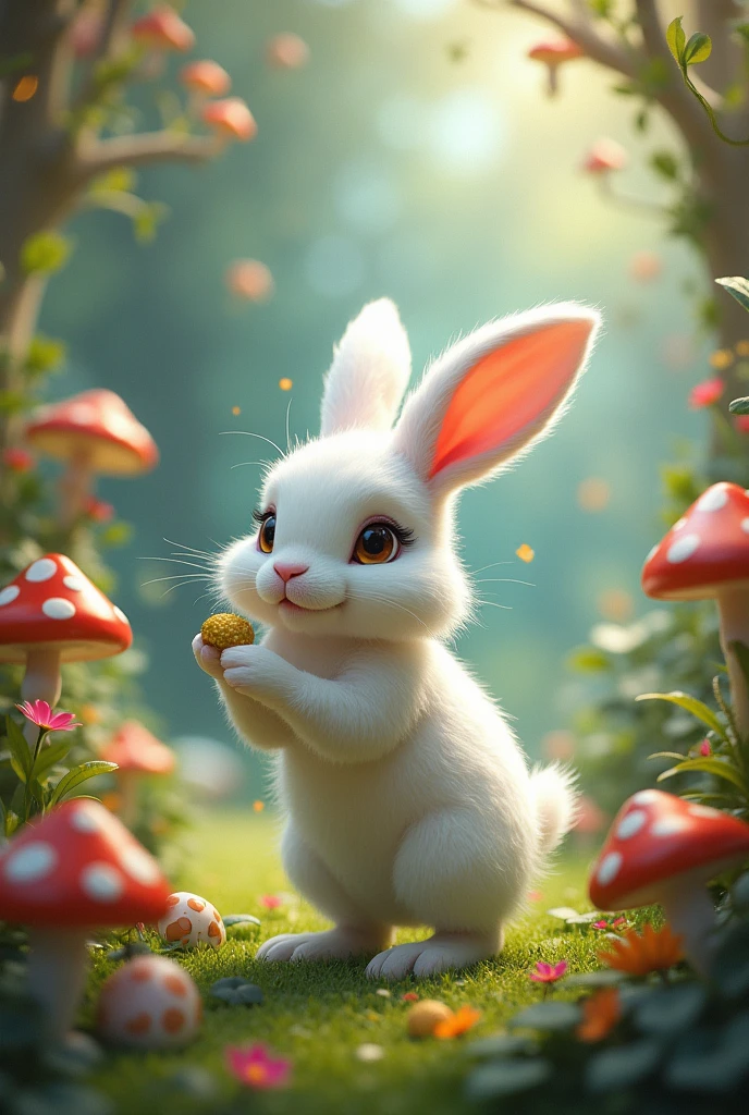 White rabbit playing