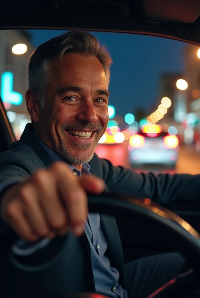 driving happy man, 5 beers, pov