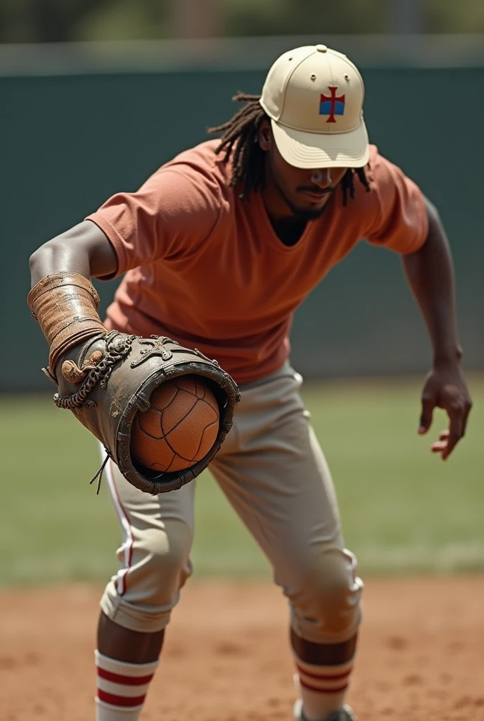 Person playing ball,called,Preacher&#39;s glove, receive