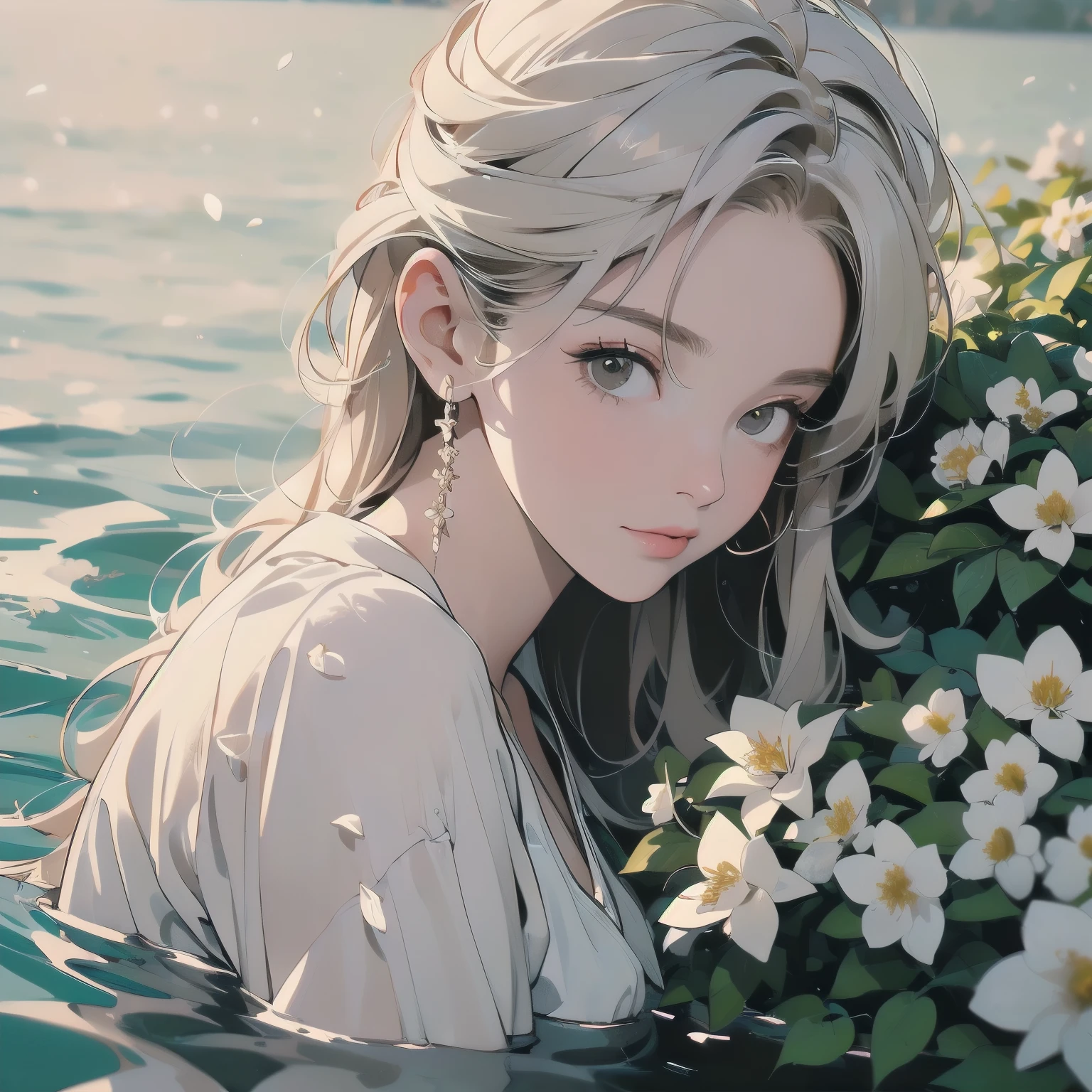 (((Masterpiece, top quality))), (((32K wallpaper))), ultra high resolution, (((close-up))), gorgeous light leak, (((backlit))), highly detailed background, top quality, (((no humans))), highly transparent river, (((extremely detailed rusty heavy truck with many white flowers)),  (((( very dull color )))), (((( white flowers in the water))), (((White petals fly)))