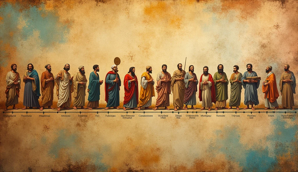 An image representing Solomon's legacy through the ages, showing a timeline with icons of their influence on culture, religion and literature. The background is a fusion of different artistic styles.
