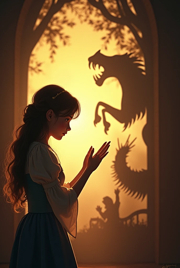 The king&#39;s daughter is playing shadow puppets