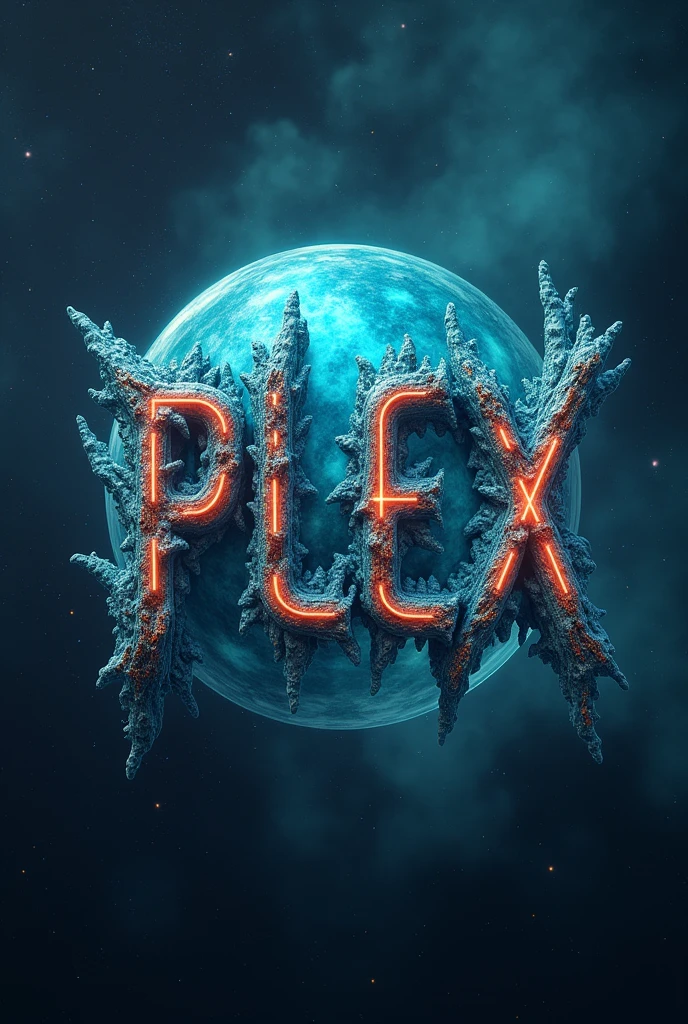 Generate an image of the Plex logo in alien style and with the word Plex