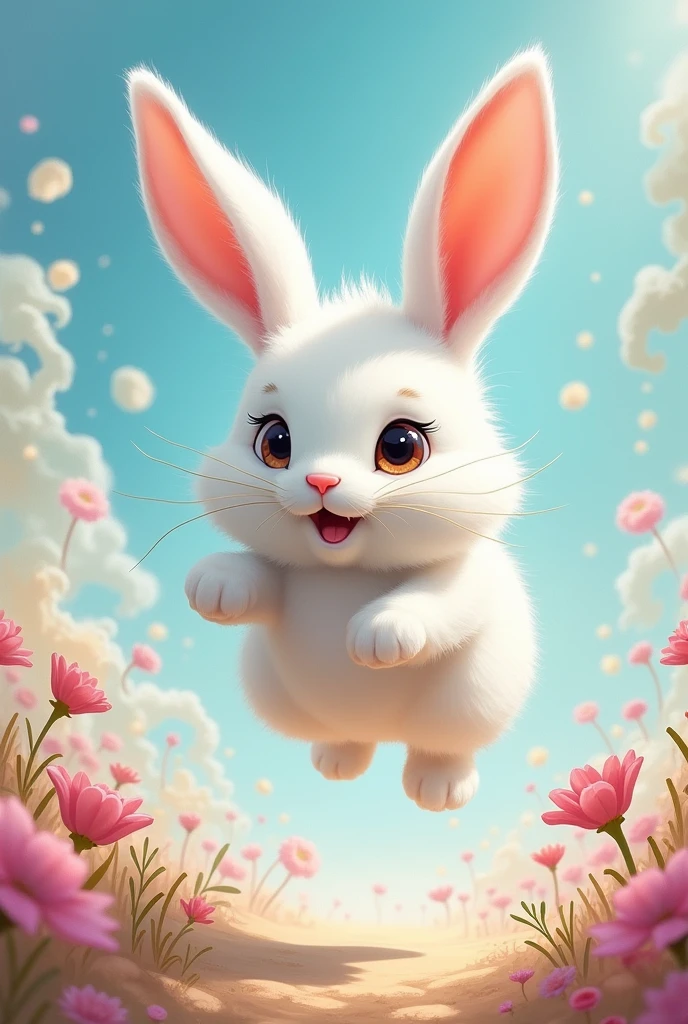 White Rabbit Jumping