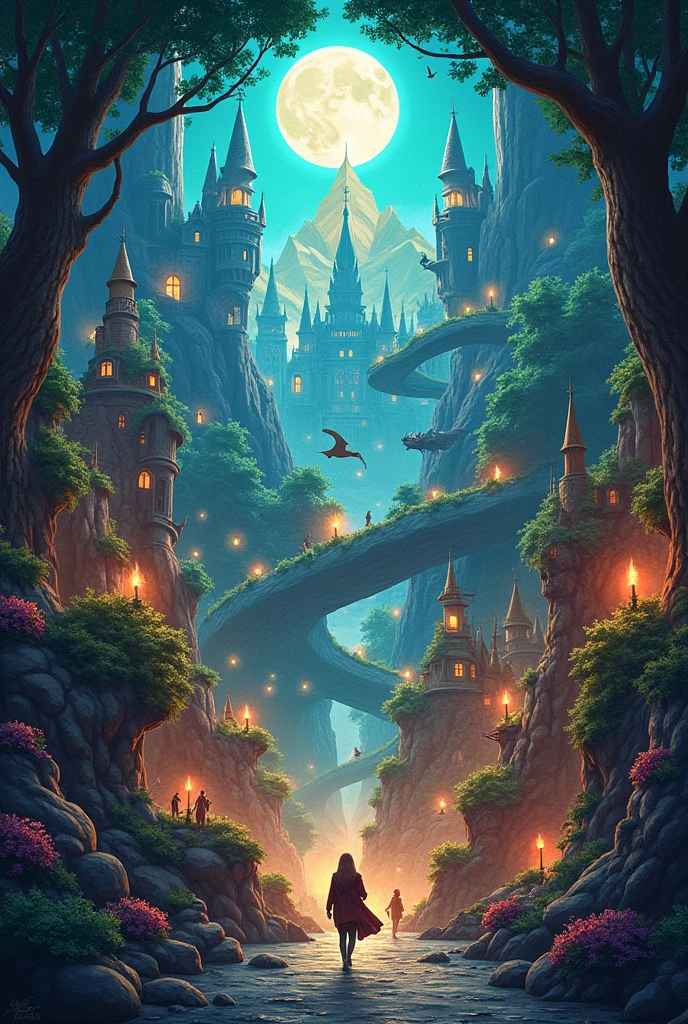 mural/Vertical drawing in which things from the world of Percy Jackson and Harry Potter are mixed