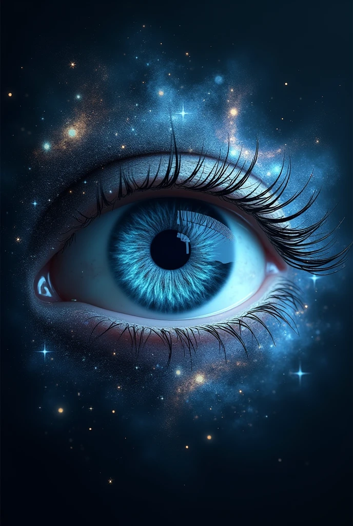 only Blue Human eye with galaxy