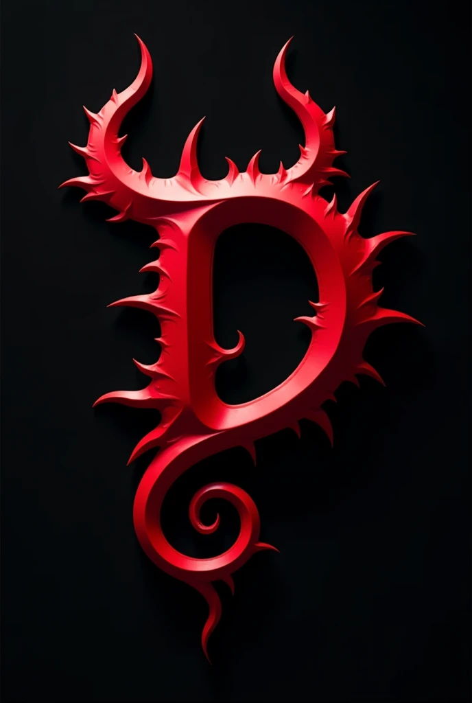 (logo design) sexy evil logo, a sexual striking red letter D, menacing demon horns, and a sinuous tail extending from the base, dynamic and bold, emphasizing a dark theme, glossy finish, high-resolution, creating an impression of malevolence and power. No background.