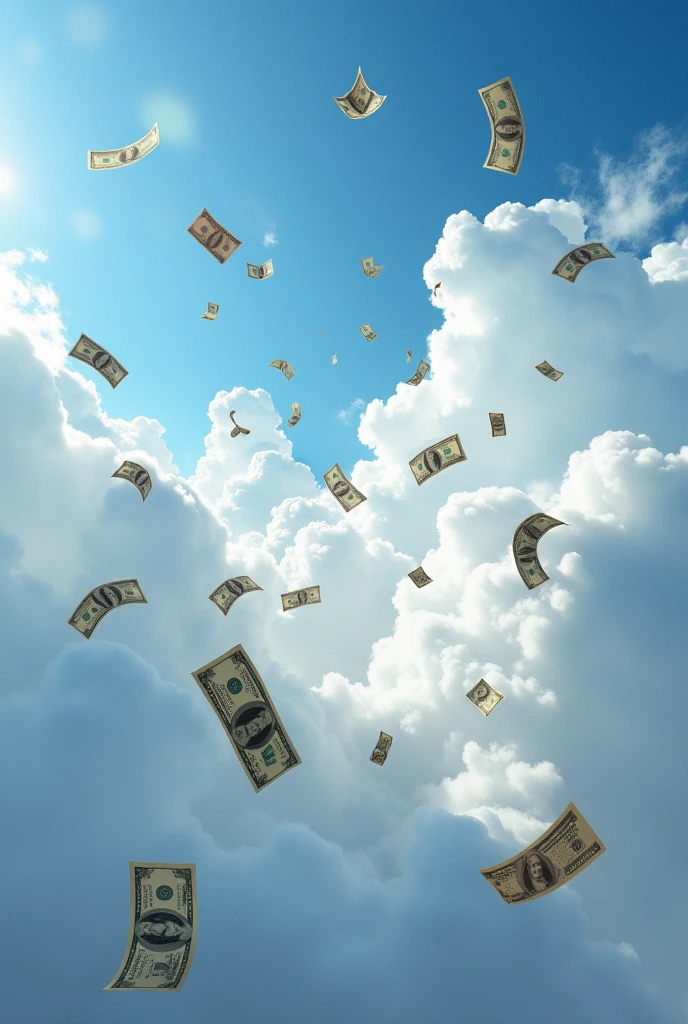 Eye-catching and thought-provoking photo of the sky with money