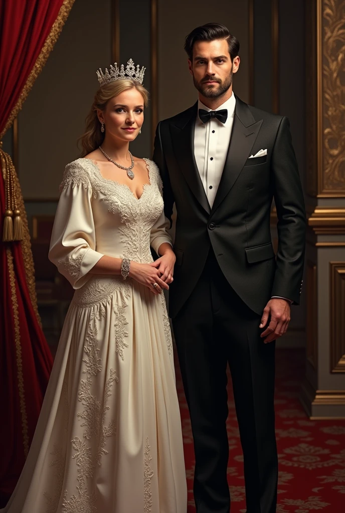 Polish Queen 2024 with dark blonde hair and the King with black hair