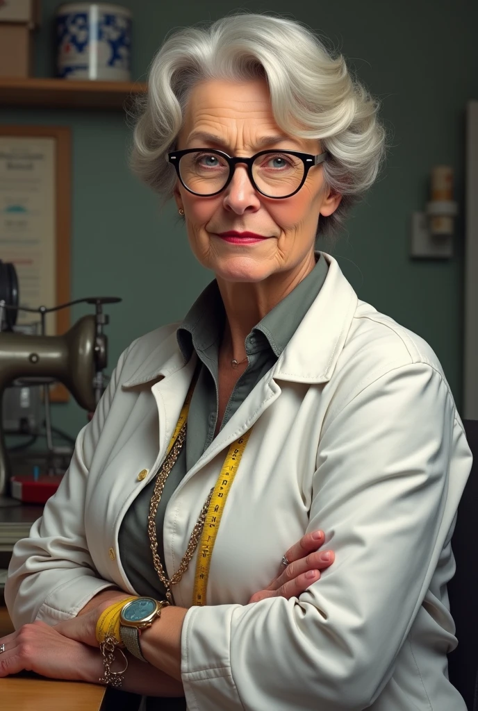 Irmgard Loden - the German head of the sewing studio.
energetic, down to earth, Conscientious. Normally a rock in the surf, but tends to unexpected outbursts of anger.
Costume suggestion: Reading glasses on a chain around the neck, white coat and health slippers, Pincushion on the wrist, Tape measure around the neck.
