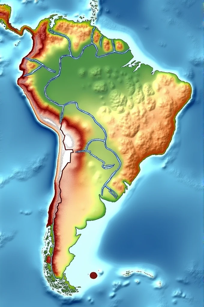 Map 2. Main geographic areas of South America affected by the marine transgression that occurred during the Middle - Upper Miocene
