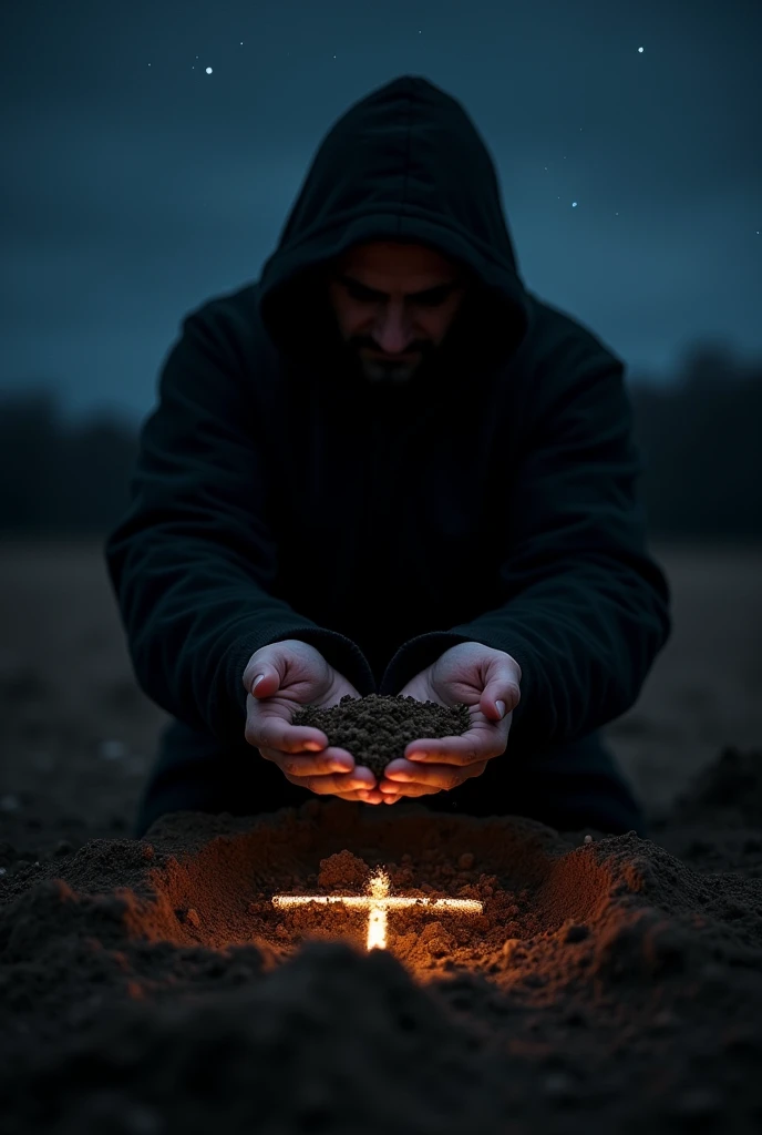 They take a handful of earth from the ground and make the sign of the cross during the night
