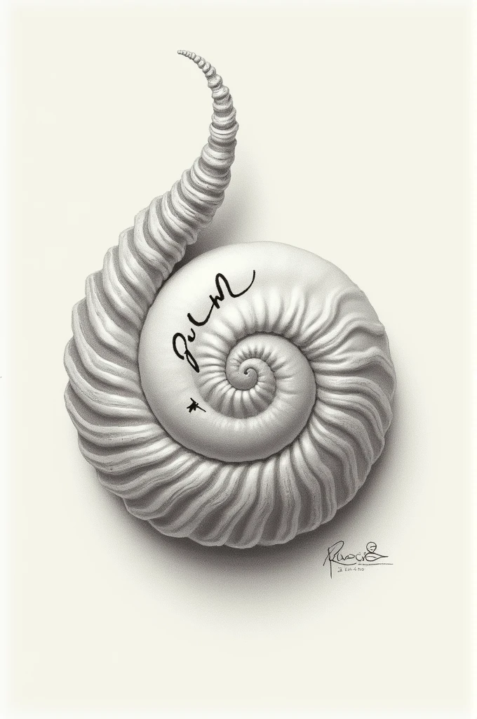 Drawing of a shell with the word End written in Portuguese 