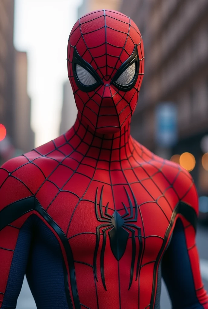 Spiderman with his dick showing on his suit, making a volume
