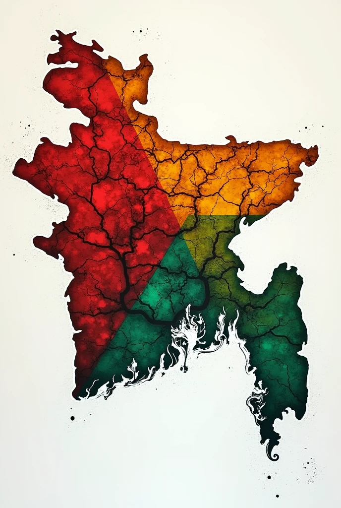 draw bangladeshi map as the country will be reconstructed with the participation of all kinds of people like students, service holder, businessmen, farmers, with no corruption, with entrepreneurship,