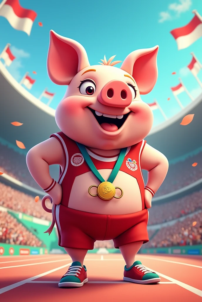 Create a mascot to represent pigs at the Olympic Games