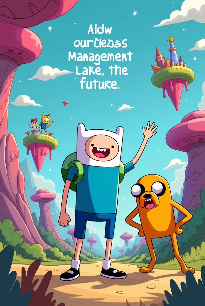 Can you make a slogan with the theme adventure time in the background and the text is, “ MANAGEMENT KA LANG?-- NO BEH TIBAD AKO PA ANG MAG HANDLE SIMO IN THE FUTURE ”