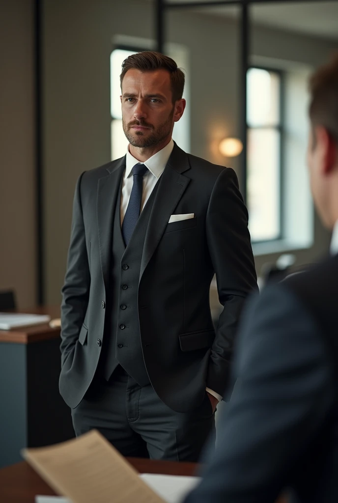 Man in suit talking about another man from the Middle Ages