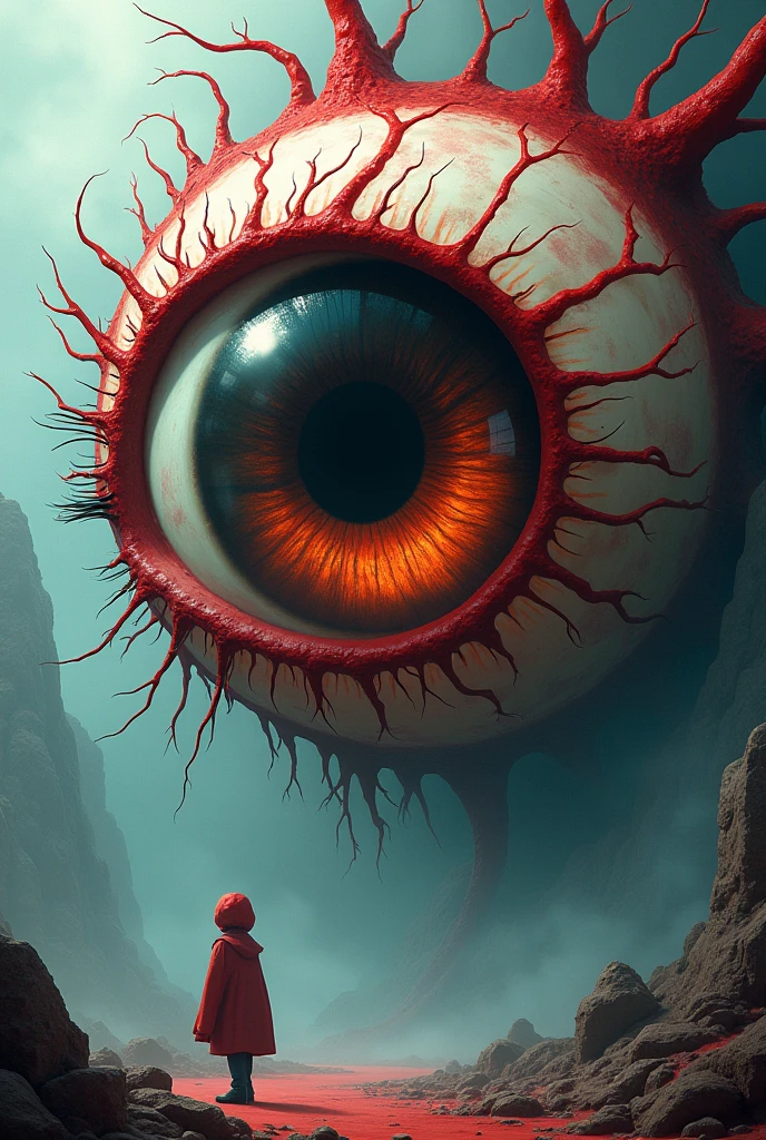 A giant eye with red veins ((Cartoon)) ((realisitic))