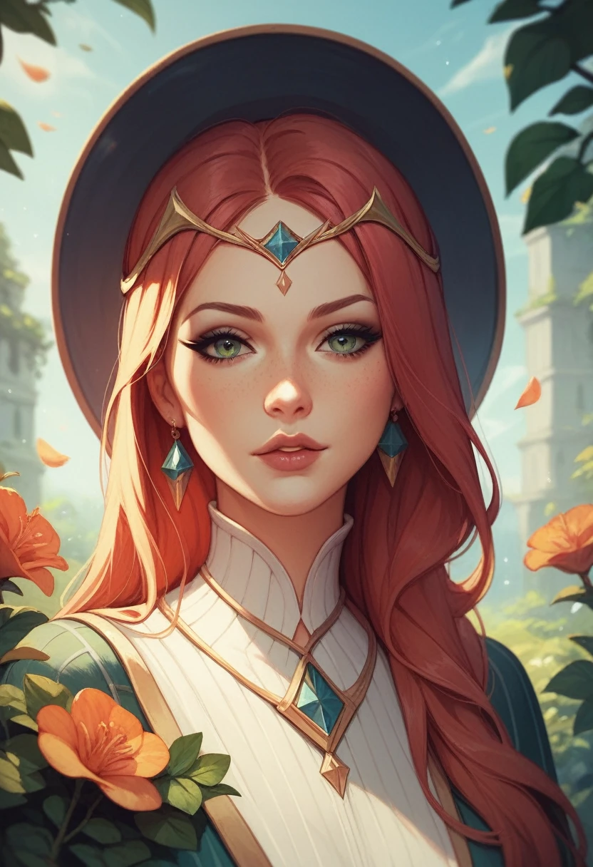 create a powerful sorceress mage who wears beautiful outfits