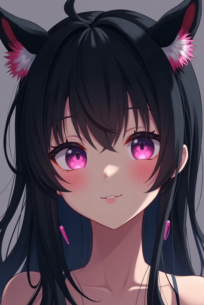 black hair, hair bobbles, wince, longeyelashes, solid circle eyes, fake animal ears, light smile, ear blush, fang, ccurate, Surrealism, drop shadow, anaglyph, stereogram, tachi-e, pov, atmospheric perspective, 8k, super detail, best quality