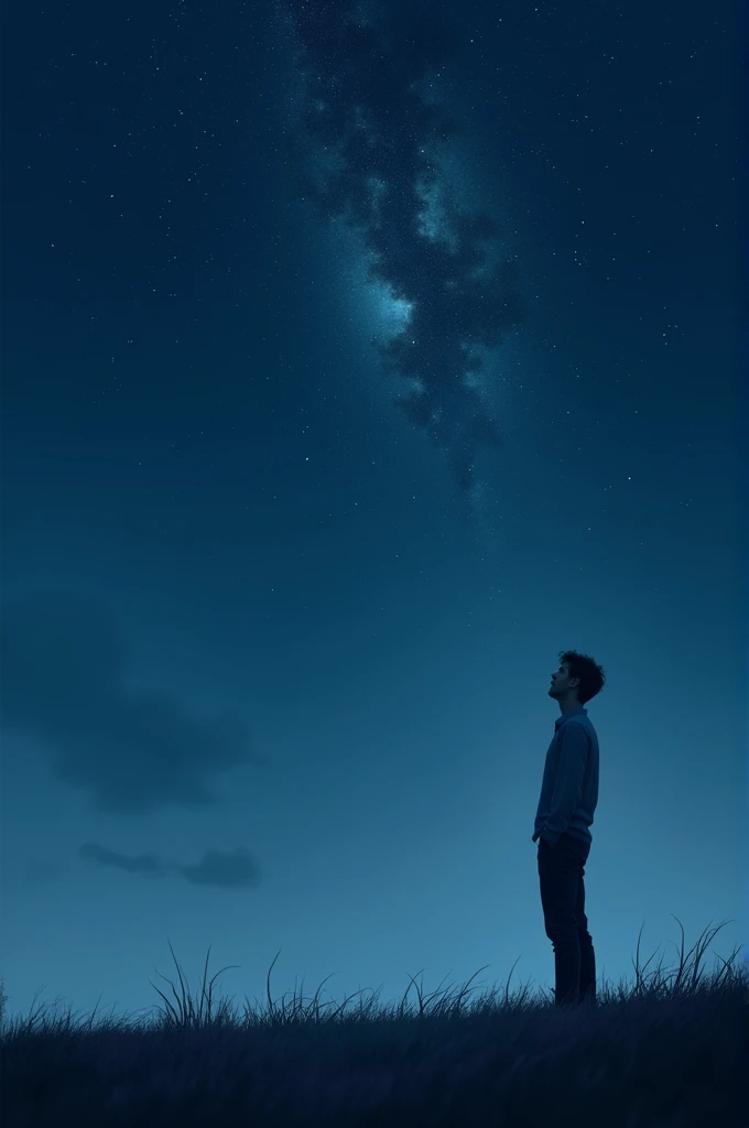 A man who look at the night sky and watches the stars

