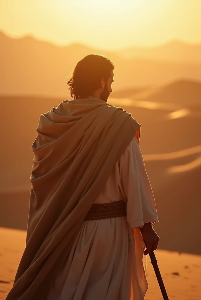 Abraham in the desert, peuple d'Israël dans le désert. Cinematic lighting, depth of field, bokeh, realism, Photorealistic, hyperrealism, photographie professionnelle, uhd, DSLR, HDR