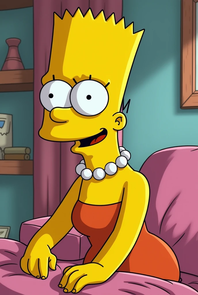 Create Bart Simpson as an extremely sexy and sensual trans woman 